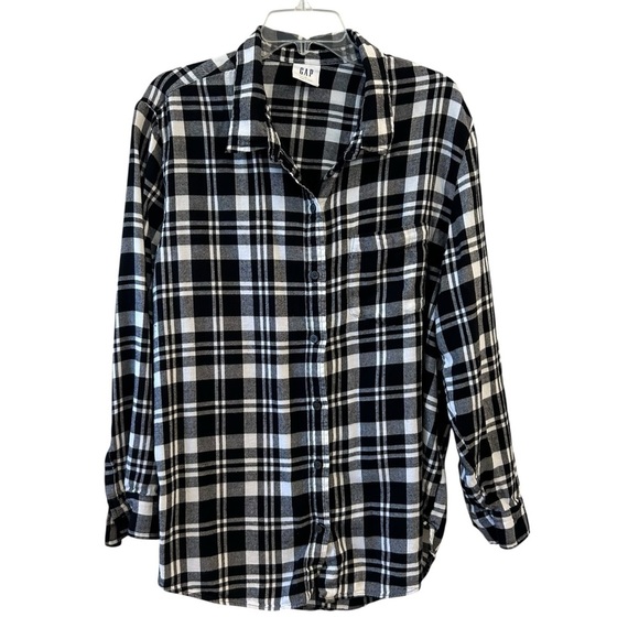 GAP XL "The Easy Shirt" Black and White Checkered Long Sleeve Soft Flannel Shirt - Picture 1 of 7